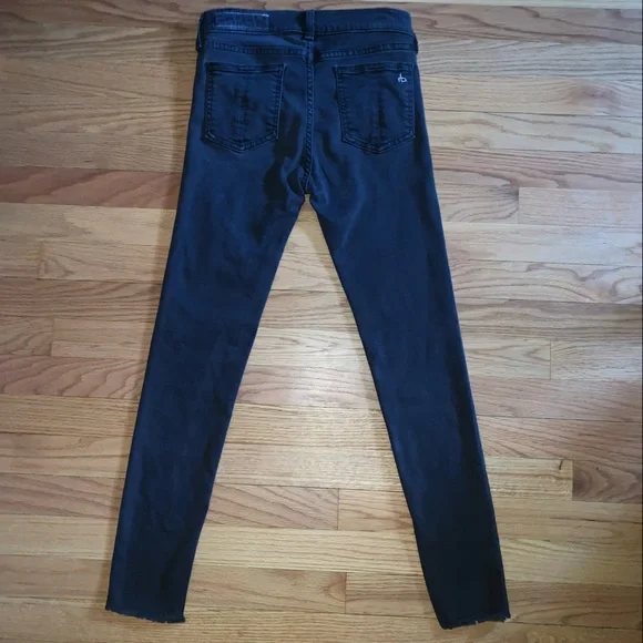 Rag & Bone Skinny Ankle Black Raw Hem Size 26 - Picture 3 of 15